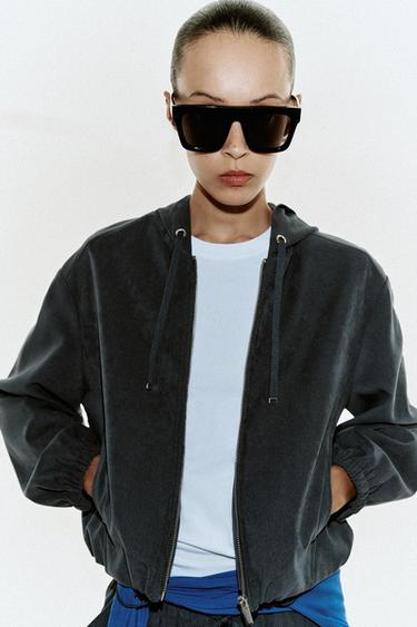 HOODED BOMBER JACKET - Anthracite grey by Zara