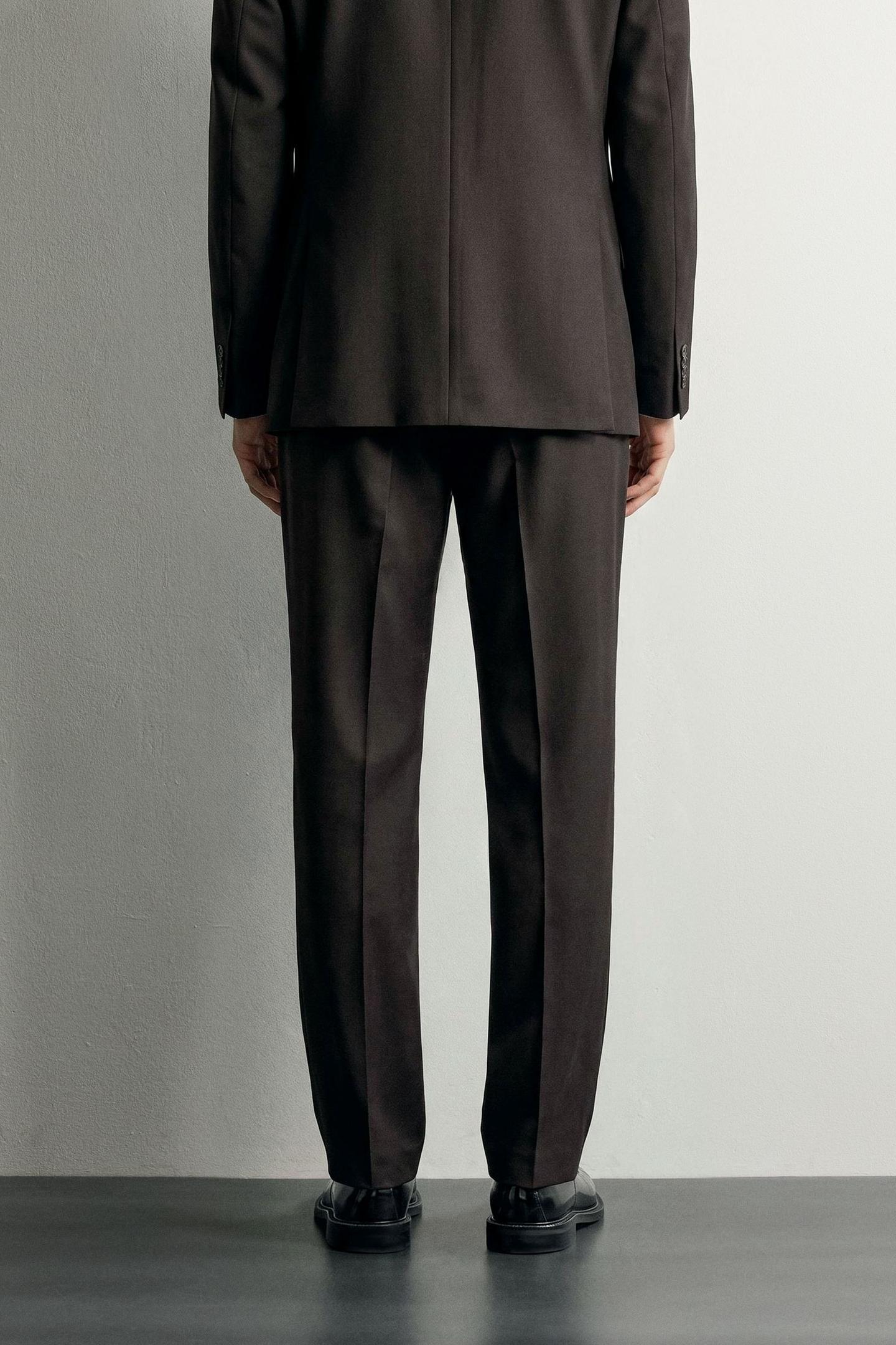 Мужские брюки Zara Wool Suit, цвет: Коричневый — фото 3
