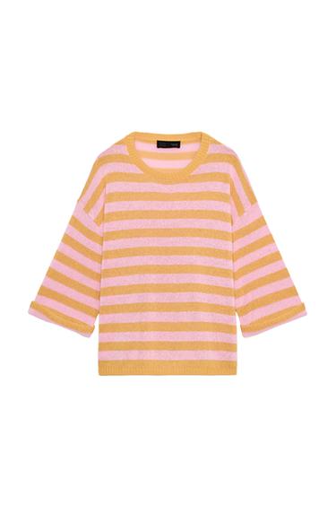 STRIPED KNIT TOP - Orange by Zara