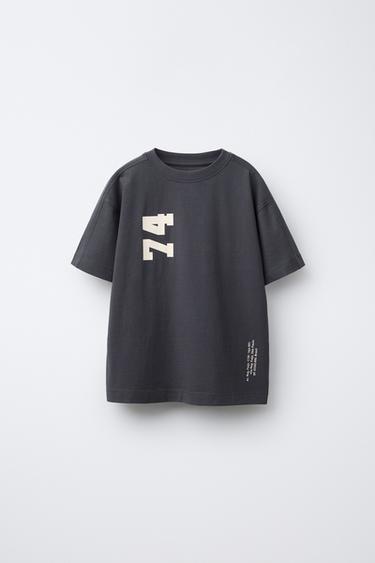 T-SHIRT MET NUMMERLABEL - Antracietgrijs van Zara - Afbeelding 0