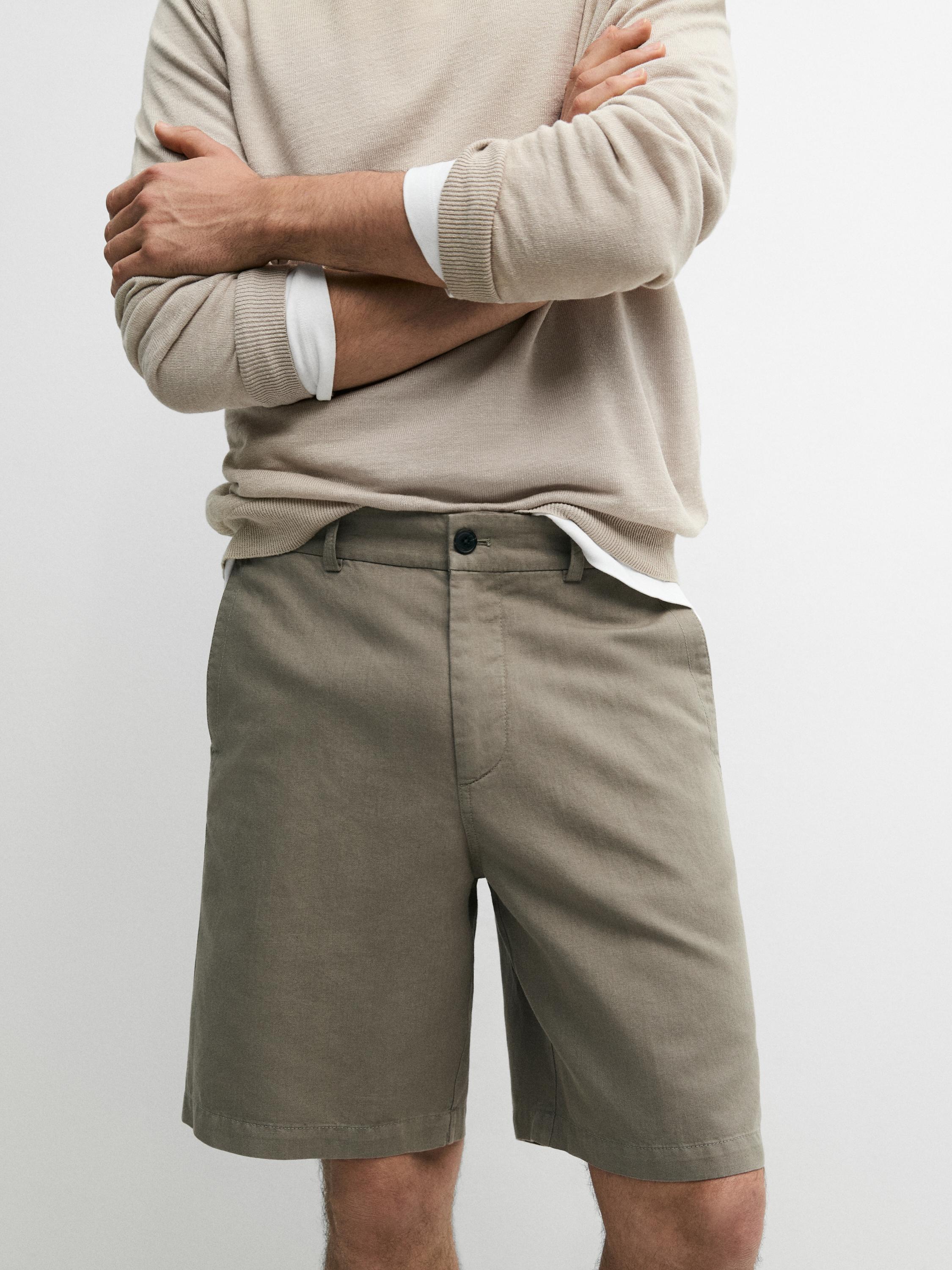 Linen blend Bermuda shorts