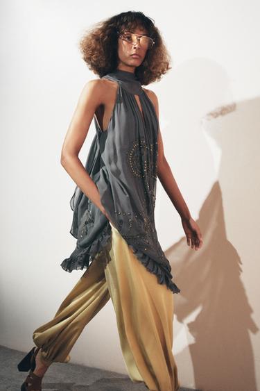 İŞLEMELİ HALTER YAKA ZW COLLECTION ELBİSE