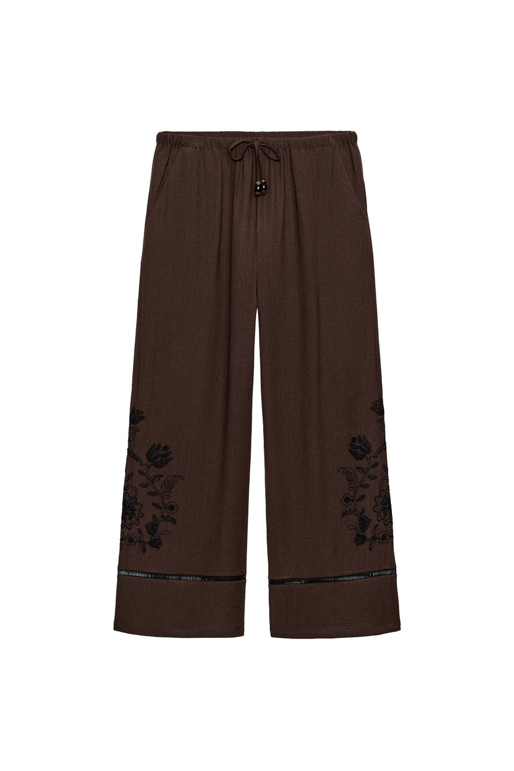 WIDE-LEG PANTS WITH LACE EMBROIDERY - image 3