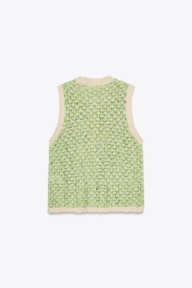 STRUCTURED KNIT VEST - Green by Zara - Image 6