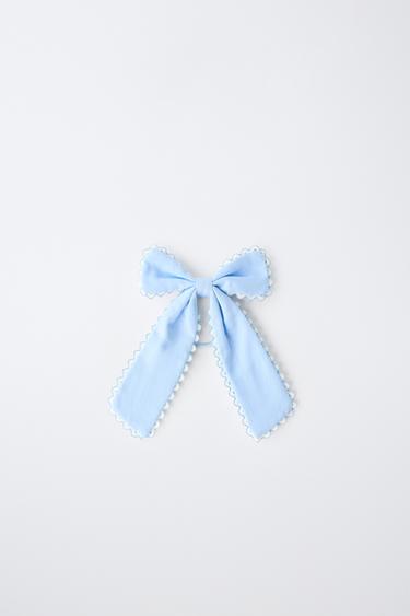 LARGE WAVY BOW SCRUNCHIE - Blue by Zara