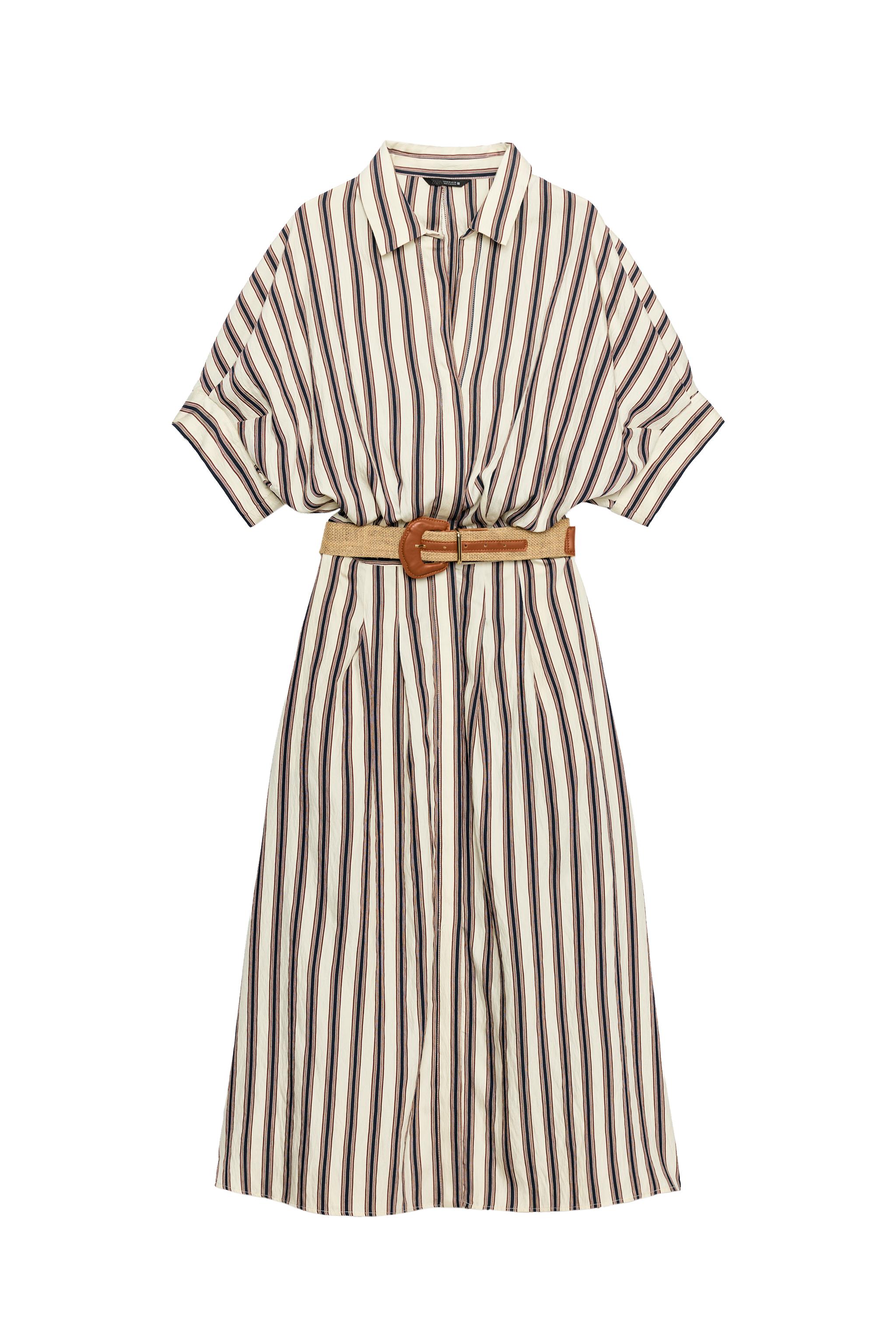 VESTIDO MIDI RAYAS CINTURÓN