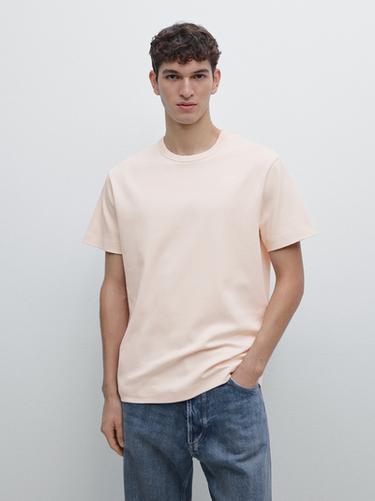 Zara 100% cotton short-sleeve T-shirt - Salmon pink