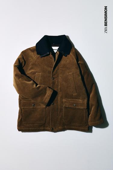 BENSIMON ® X ZARA QUILTED CORDUROY JACKET WITH DETACHABLE COLLAR - Brown by Zara
