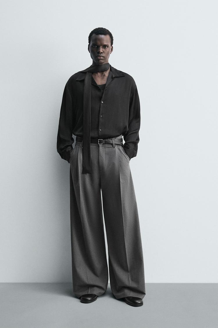 CAMICIA MORBIDA RELAXED FIT Nero ZARA Italia Italy