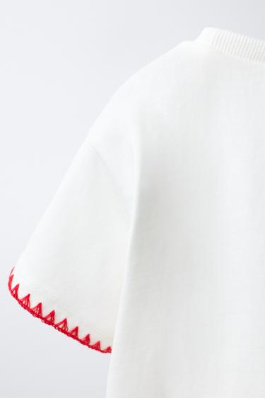 T-SHIRT BRODÉ - Blanc de Zara - Image 3