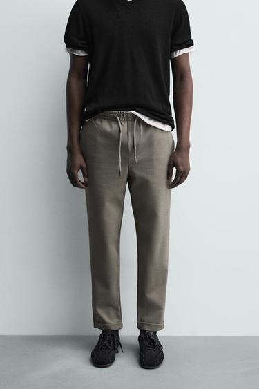 COMFORT NON-IRON JOGGER WAIST TROUSERS - Light khaki by Zara