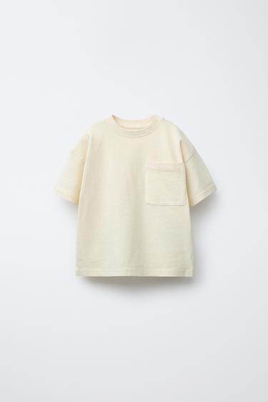 Zaras T-SHIRT GARMENT DYE MED FICKA - Naturfärg