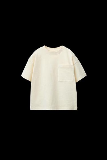 T-SHIRT MIT TASCHE – GARMENT DYE - Cremefarben von Zara - Bild 0