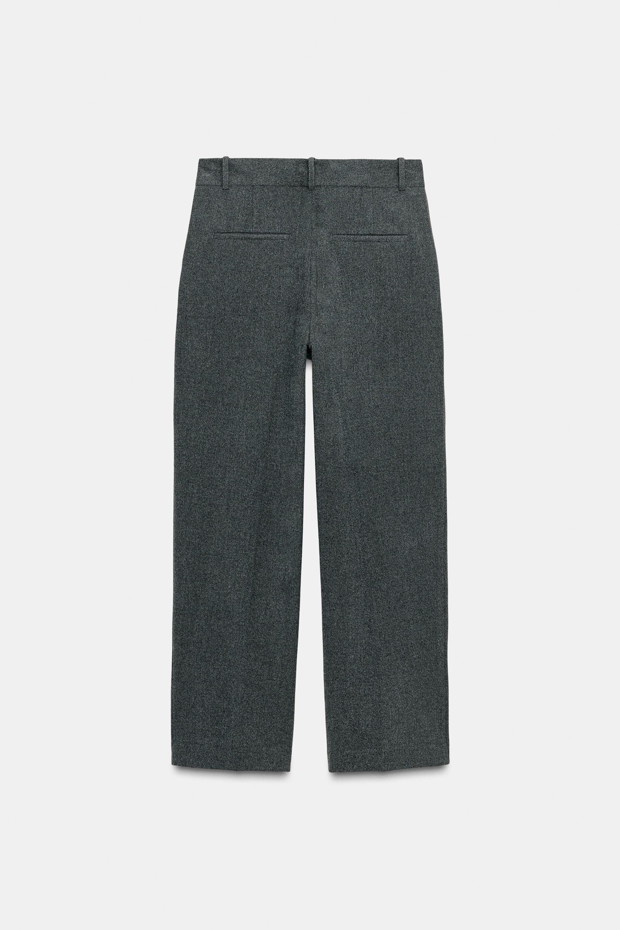 STRIPED PLEATED STRAIGHT LEG PANTS