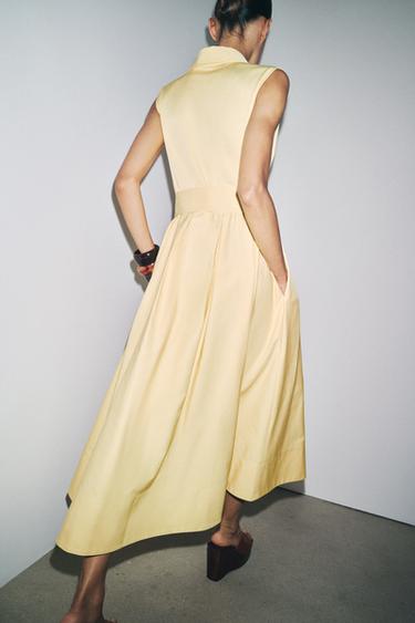 ZW COLLECTION BELTED SHIRT DRESS - Yellow by Zara - Image 2