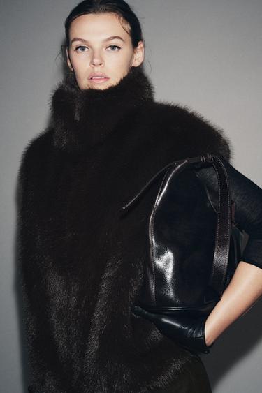 ZW COLLECTION FAUX FUR WAISTCOAT - Brown by Zara - Image 1