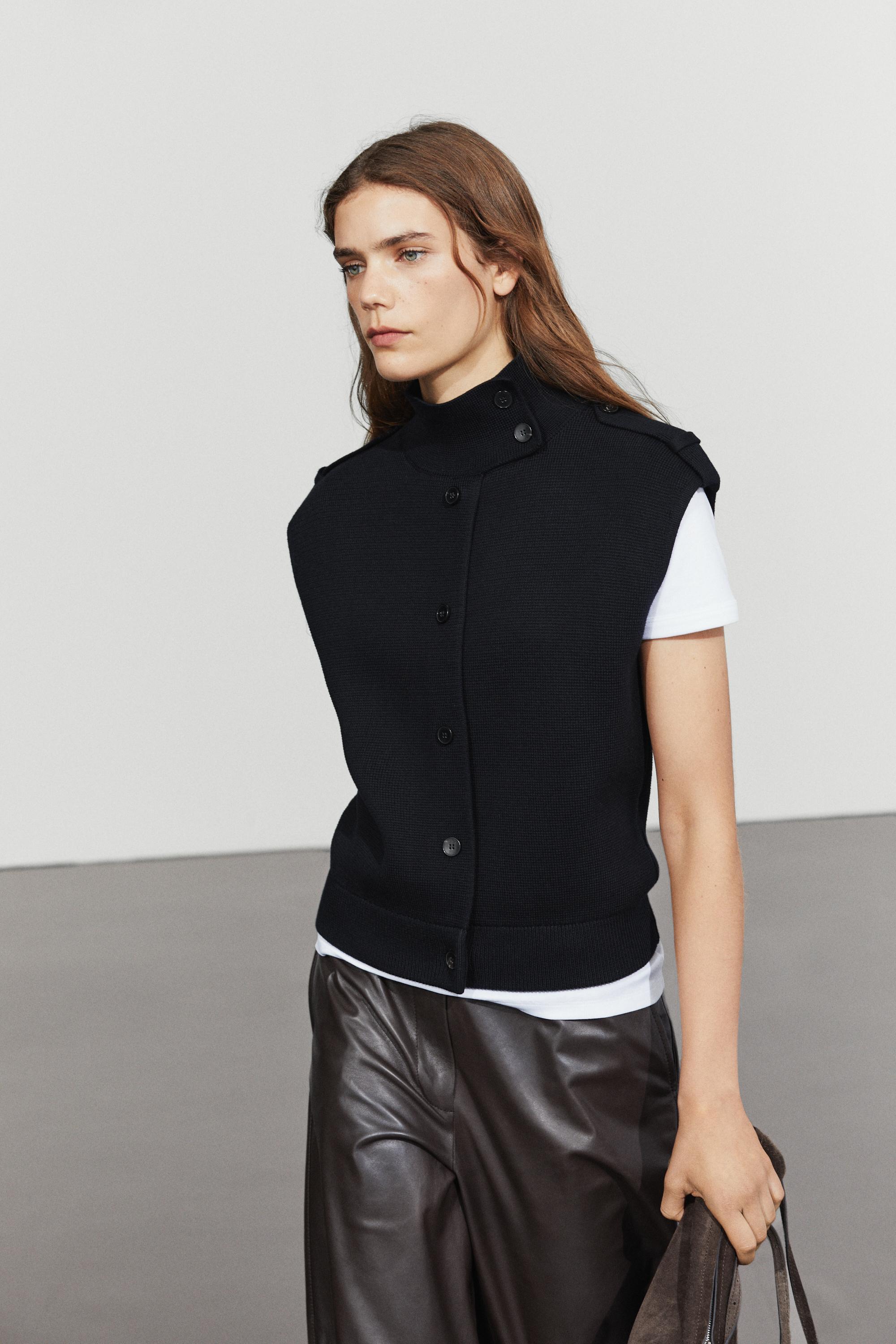 100% cotton mock neck knit vest