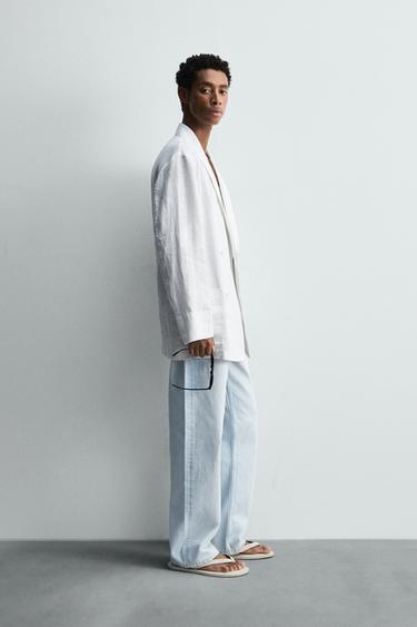 RELAXED FIT LINEN BLAZER - White by Zara - Image 3