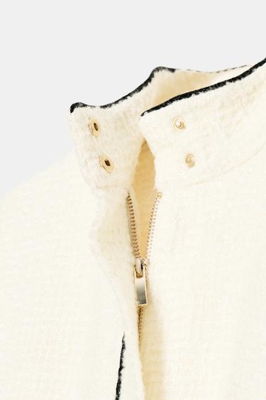 BLOUSON BOMBER STRUCTURÉ AVEC LISERÉS EN CONTRASTE - Écru de Zara - Image 6