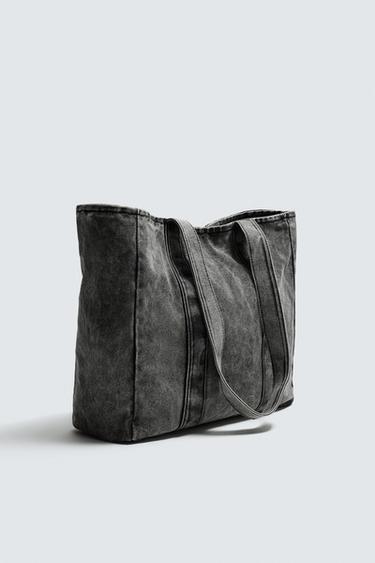 SAC SHOPPER EN DENIM EFFET DÉLAVÉ - Noir de Zara - Image 3