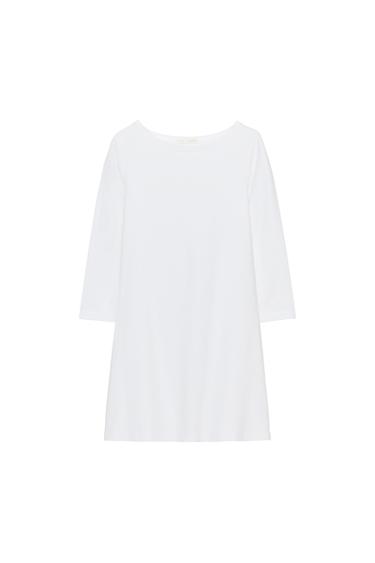SHORT DRESS WITH BOAT NECK - White by Zara