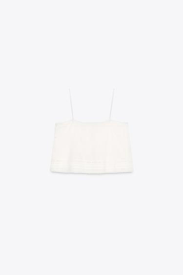 TOP BRODÉ AVEC LACETS - Blanc de Zara - Image 5