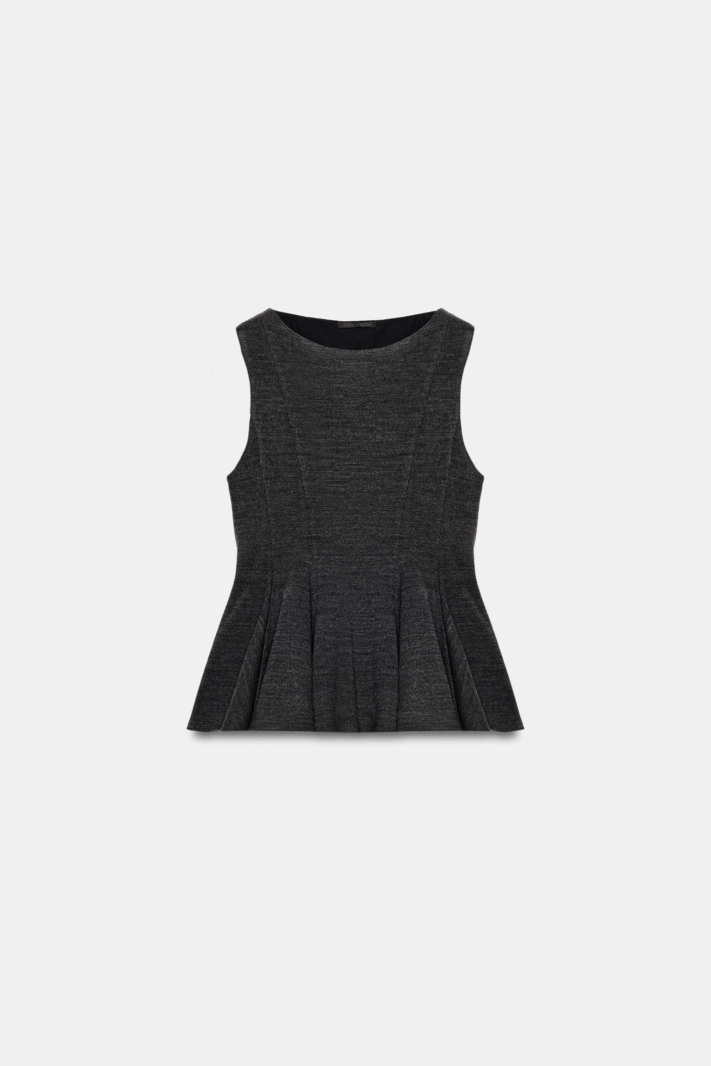 Женский топ Zara Soft Peplum Top, цвет: Антрацитовый серый — фото 7