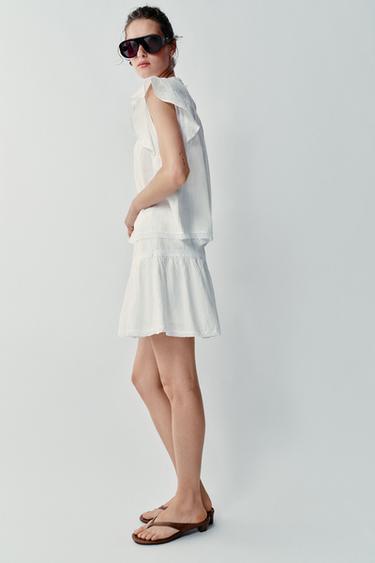 ROMANTIC LACE TRIM SKORT - Ecru by Zara