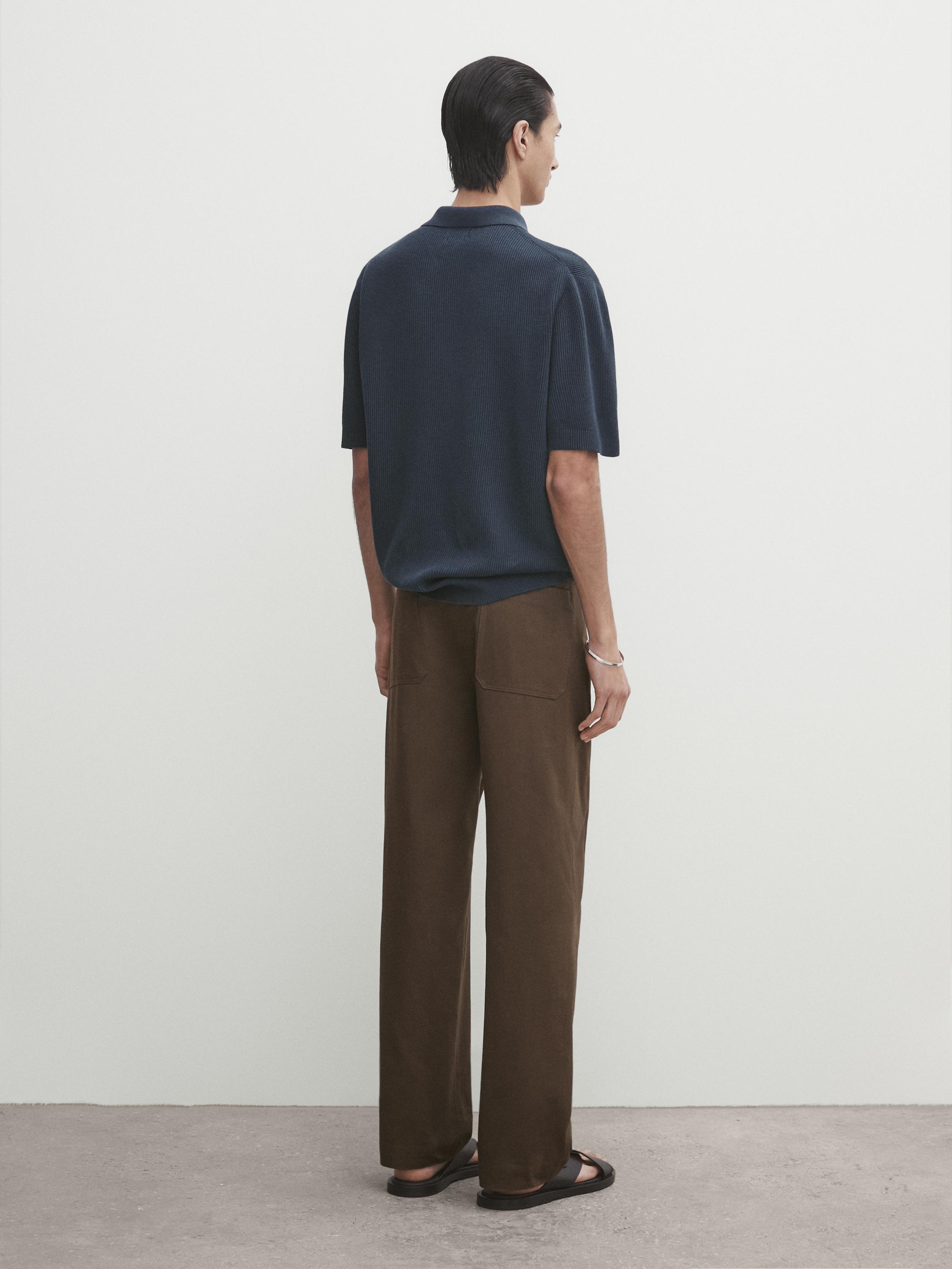 Textured short sleeve polo sweater - Beige marl | ZARA Canada