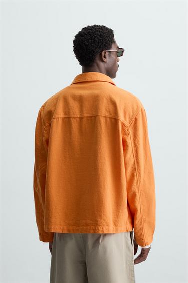 SURCHEMISE LIN - COTON - Orange de Zara - Image 2