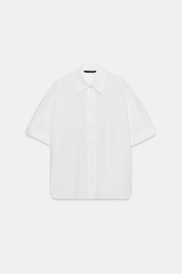 CAMISA OVERSIZE POPELÍN - Blanco de Zara