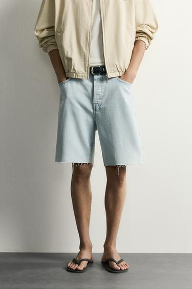 Zara 直筒牛仔短褲 - 淡藍色