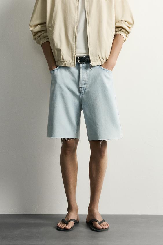 BERMUDA EN JEAN STRAIGHT FIT - Bleu clair de Zara - Image 1