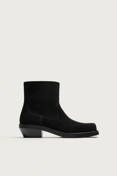 BOTA PIEL COWBOY - Negro de Zara
