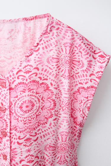 ROBE IMPRIMÉE NŒUD AJOURÉE - Rose de Zara - Image 2