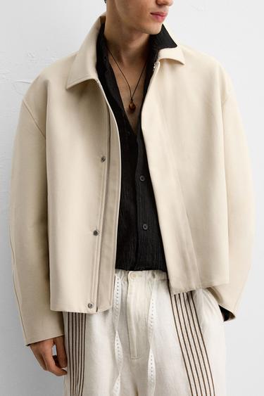 Zara RELAXED FIT BOMBER JACKET - Sand