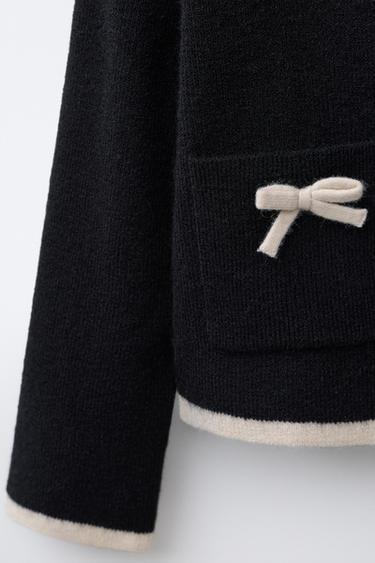 CARDIGAN WITH BOWS - Black by Zara - Image 3