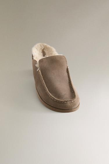 WARM LEATHER MOCCASINS - Taupe Grey by Zara - Image 5