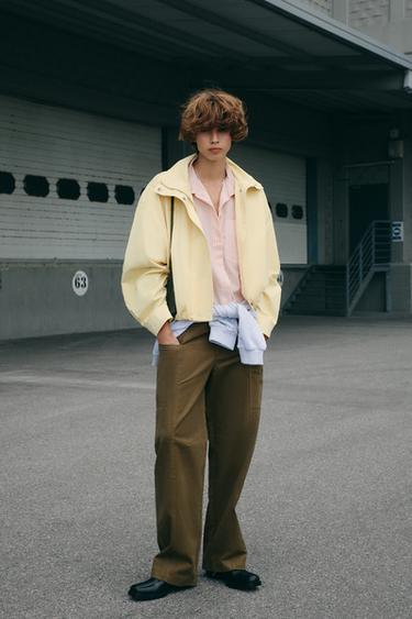 Zara BALLOON CARGO PANTS - Dark khaki