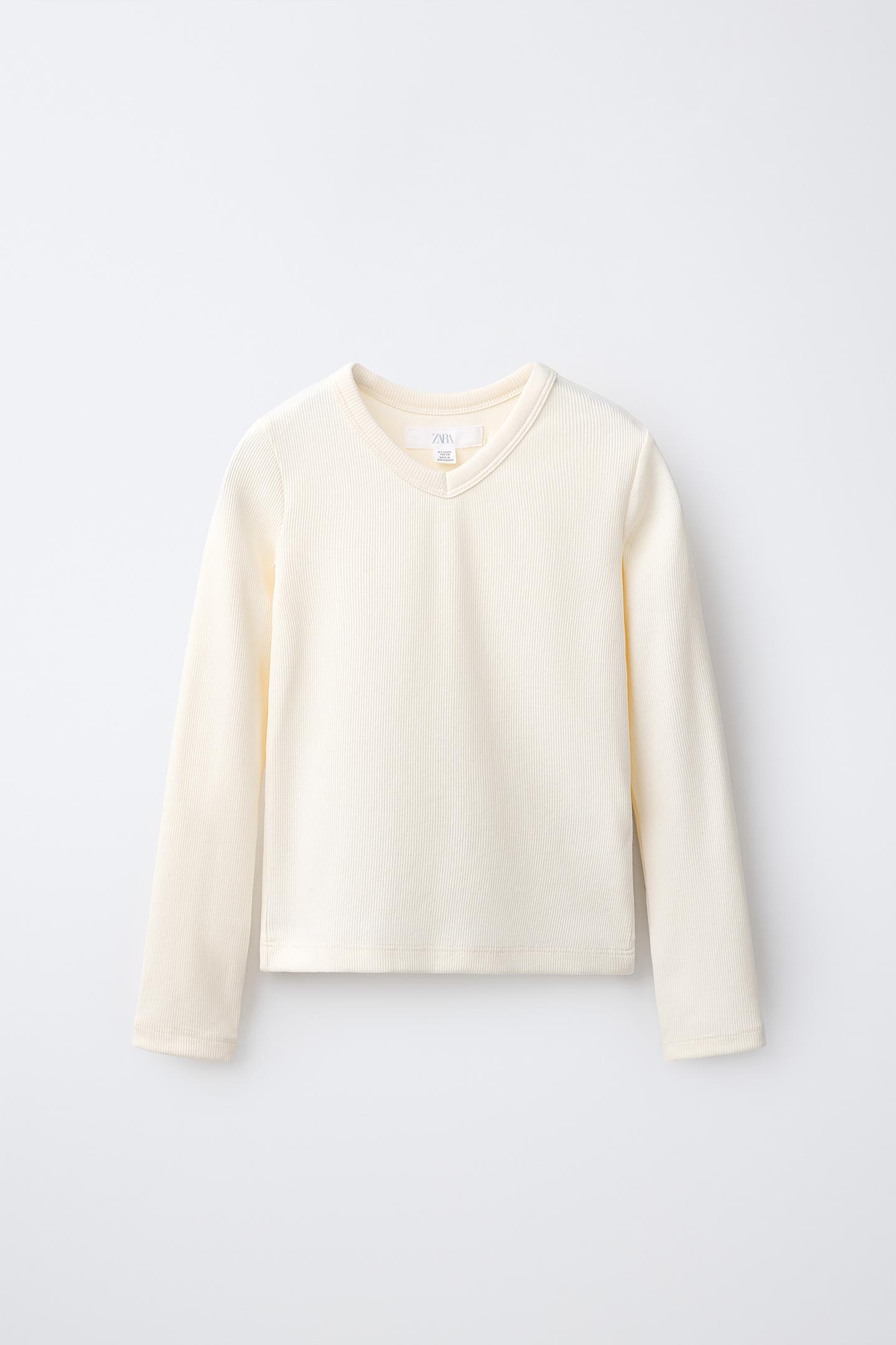 Детская футболка Zara Ribbed V-NECK, цвет: Светлый жёлтый — фото 2