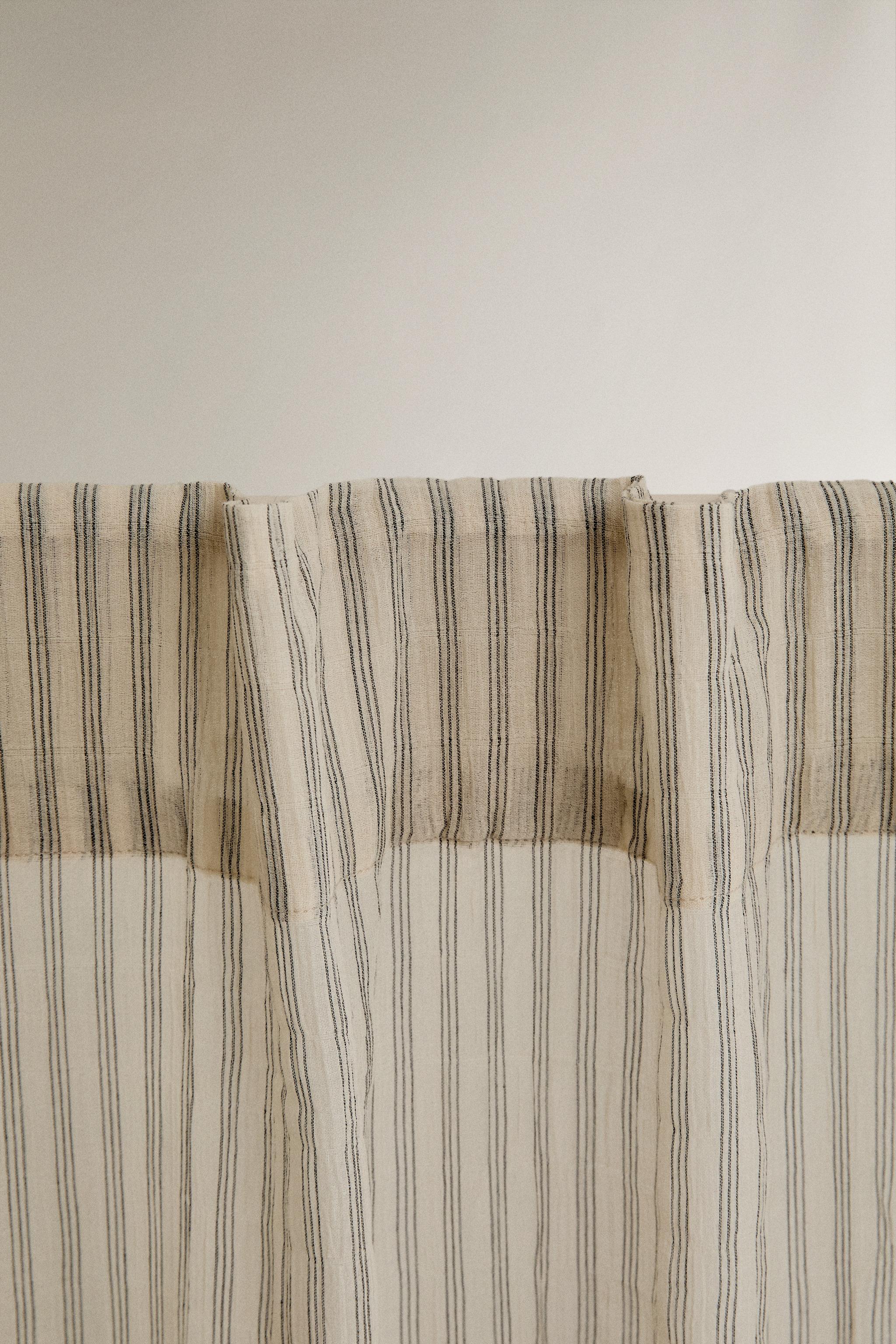 STRIPED CHIFFON CURTAIN — Light blue