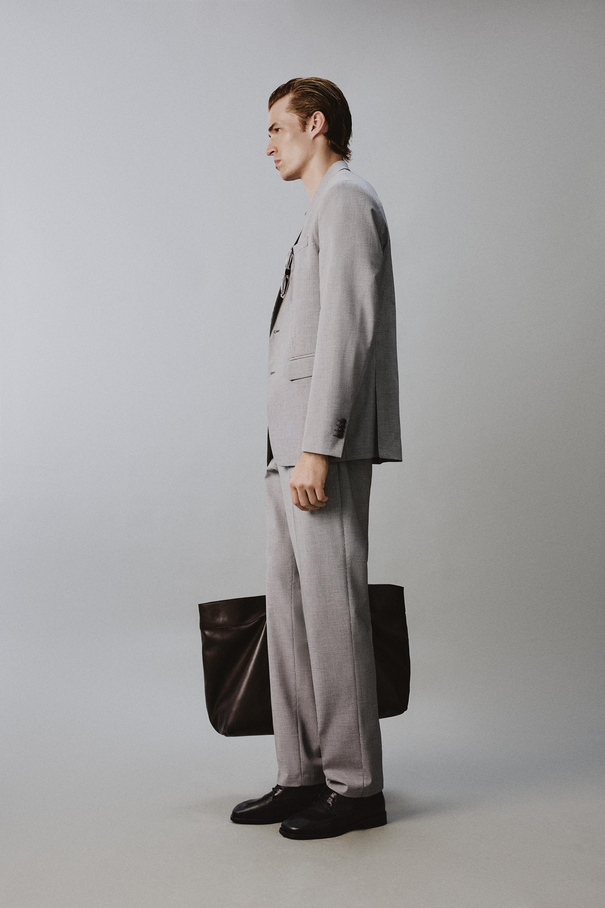 REGULAR FIT HOUNDSTOOTH SUIT PANTS