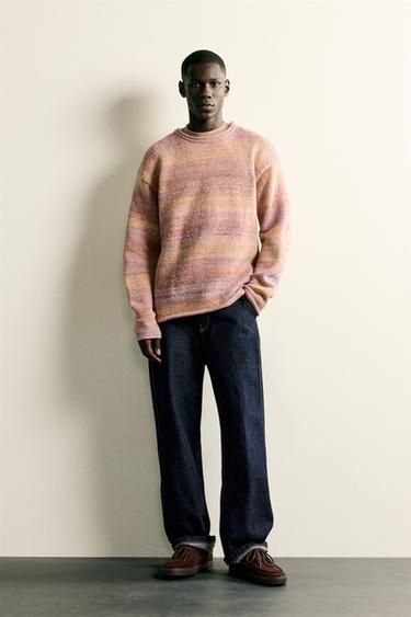 JERSEY JACQUARD RAYAS - Tostado de Zara - Imagen 0