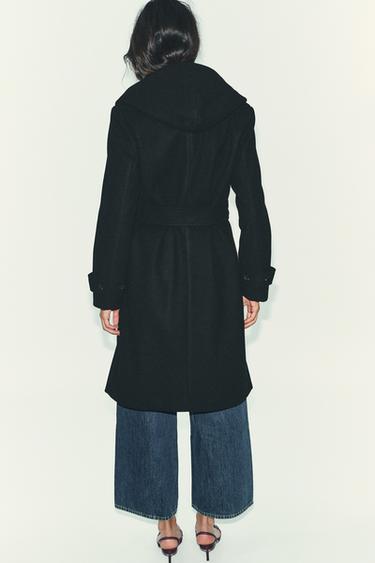 MANTEAU DOUX À CAPUCHE - Noir de Zara - Image 5