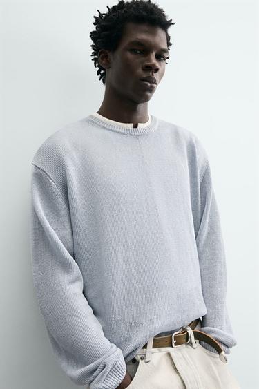 PULL REGULAR FIT 100% LIN - Bleu / Acier de Zara - Image 5