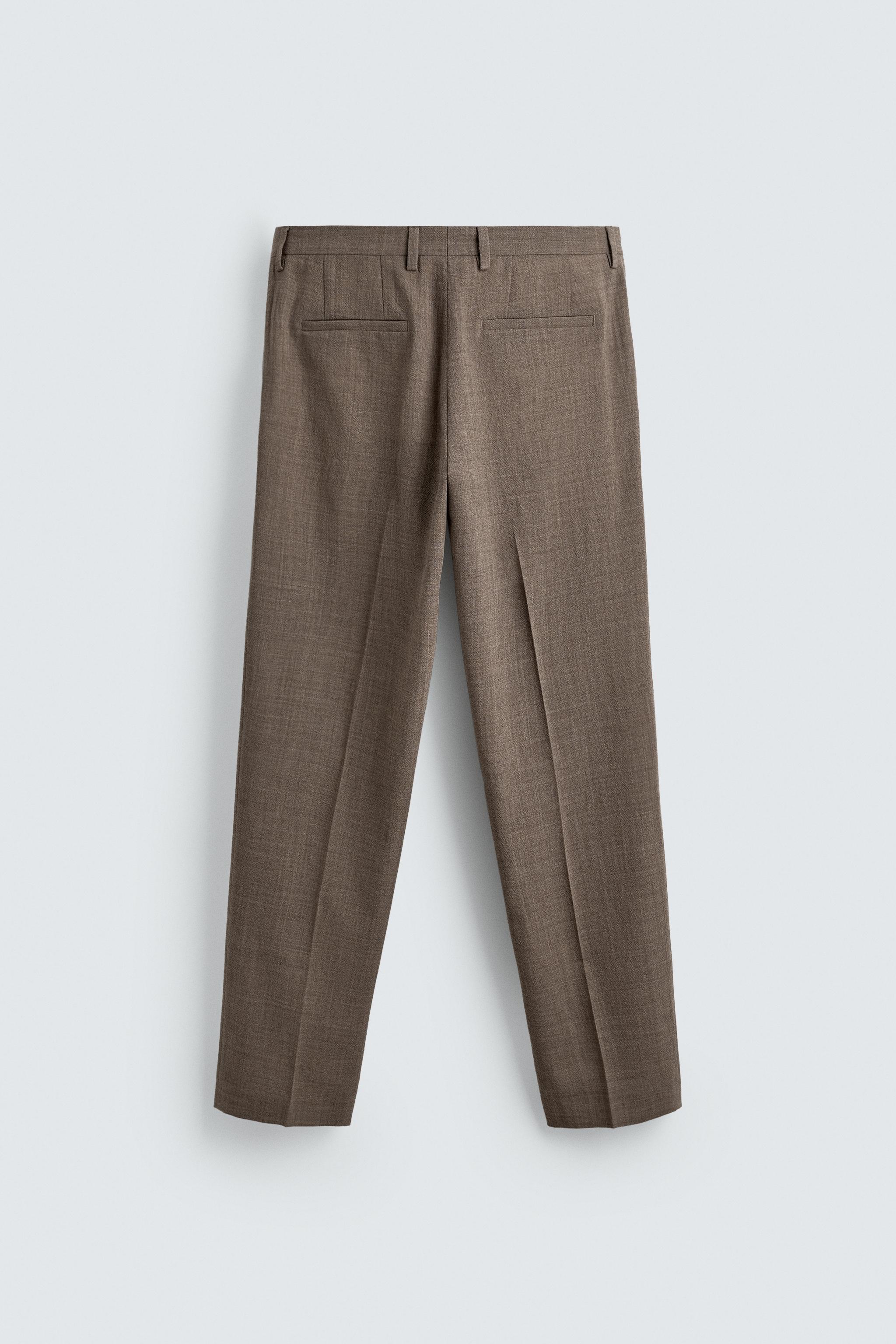 100% WOOL TEXTURED SUIT PANTS