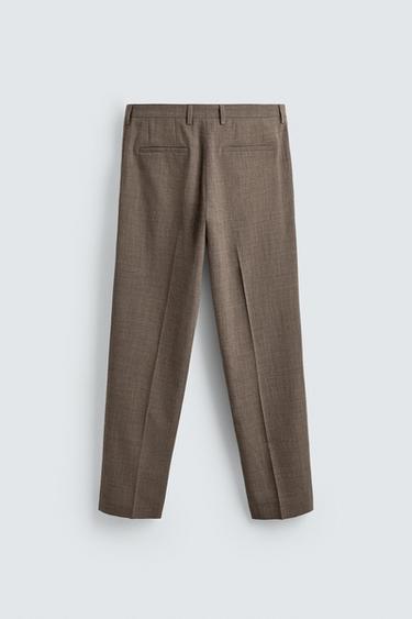 PANTALON DE COSTUME STRUCTURÉ 100% LAINE - Marron chiné de Zara - Image 6
