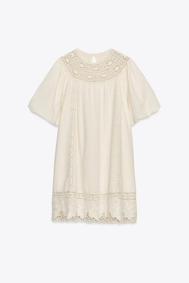 ZW COLLECTION EMBROIDERED SHORT DRESS - Ecru by Zara - Image 4
