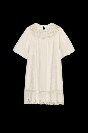 ZW COLLECTION EMBROIDERED SHORT DRESS - Ecru by Zara - Image 0