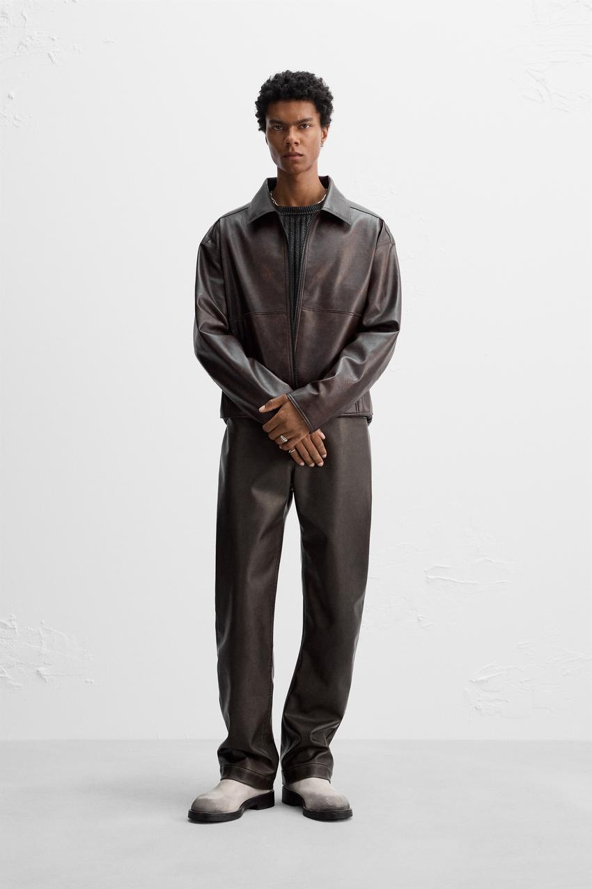 フェイクレザージャケット LIMITED EDITION - ダークブラウン | ZARA 